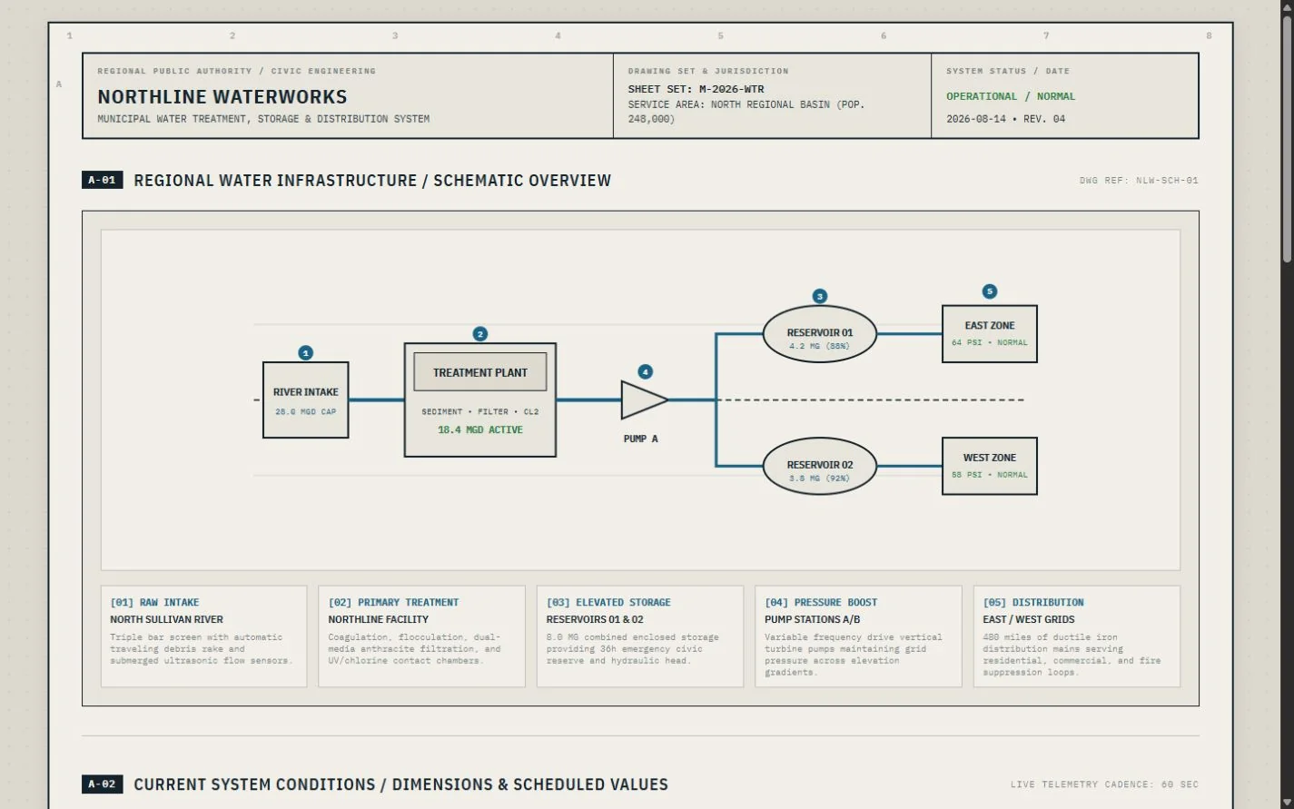 Desktop review frame for NORTHLINE WATERWORKS — Regional Water Authority / Engineering & Public Information Sheet