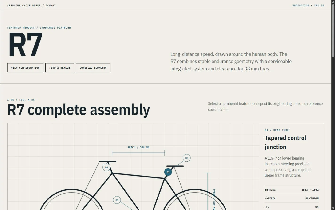 Desktop review frame for AEROLINE R7 — Endurance Platform