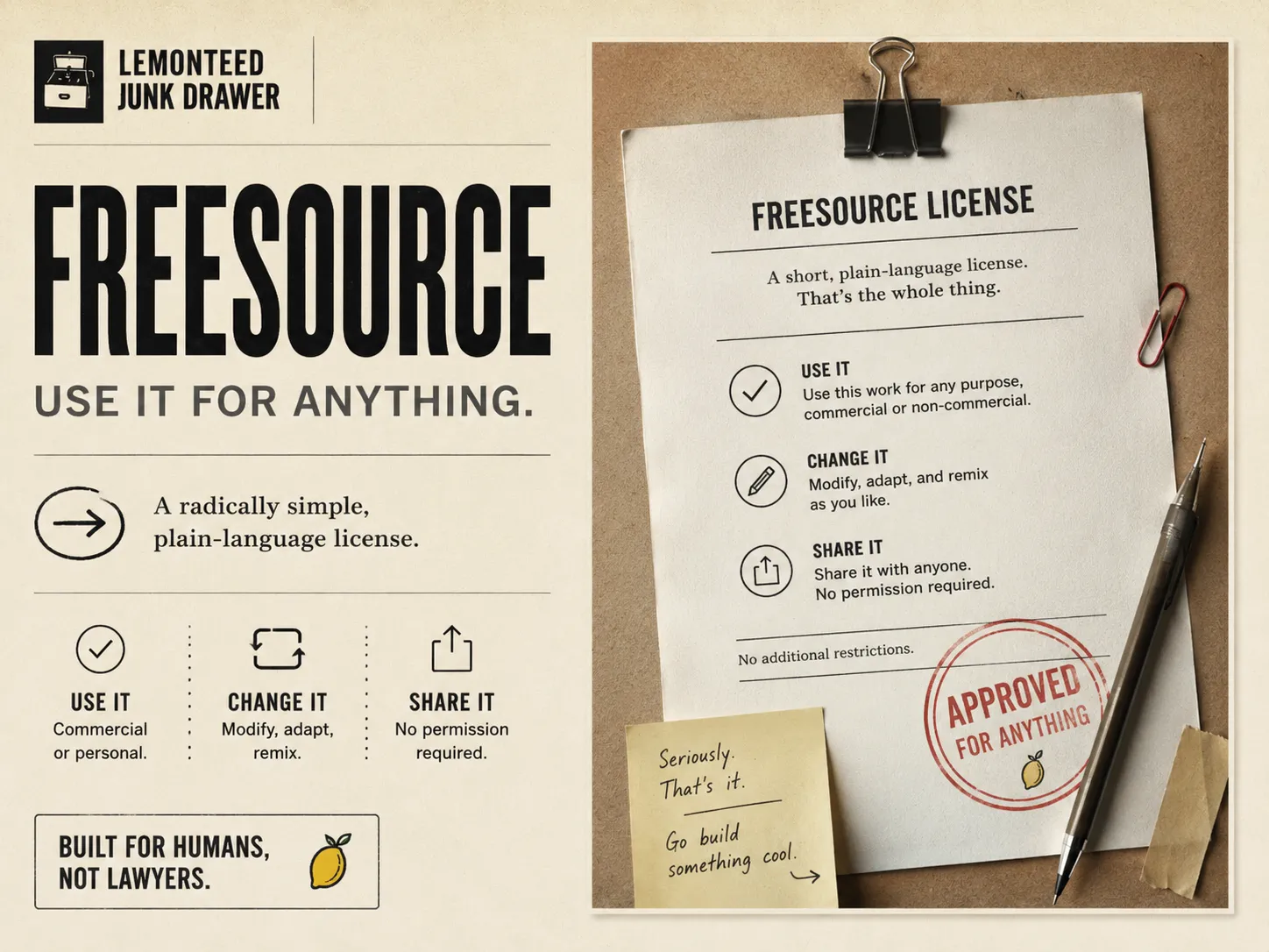 FreeSource open license illustration showing simple user permissions