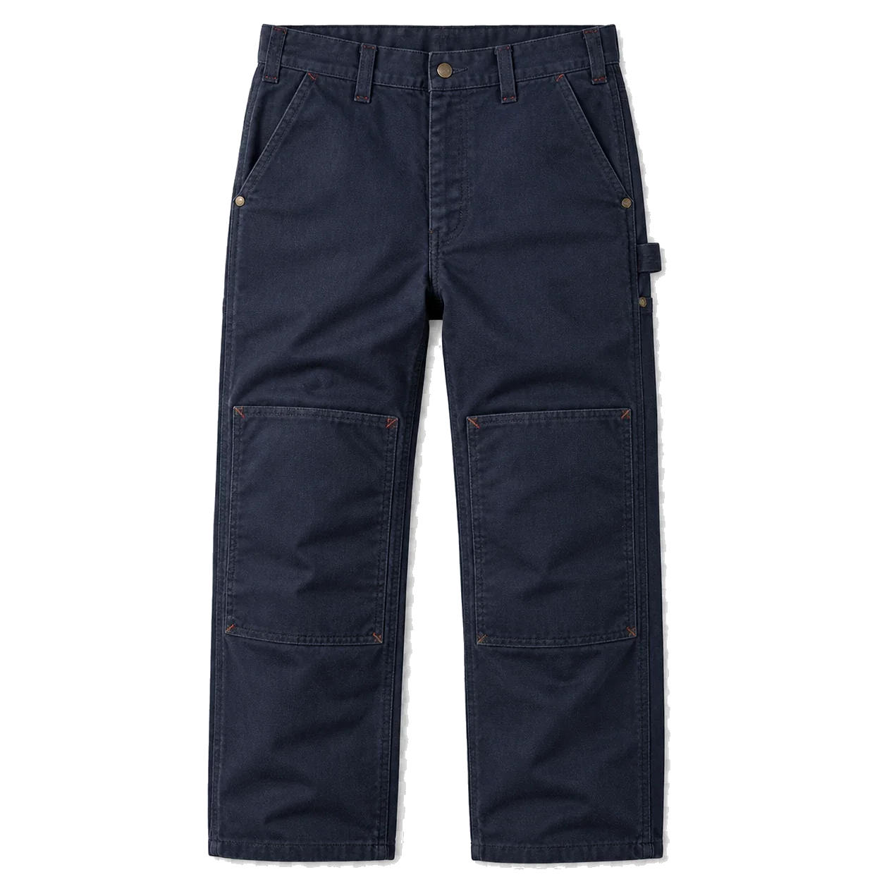 Double-knee canvas work pants in deep ink navy